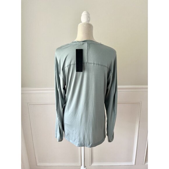 Mono B Longline Pullover Top with Curved Hem Blue Gray NWT L - Picture 4 of 5